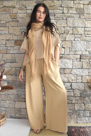 Basso Shirring Wide Leg Pant Camel